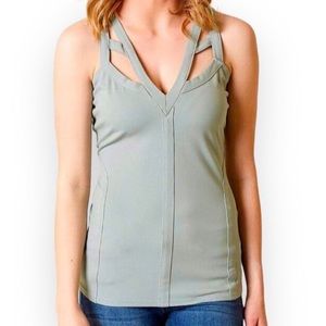 [red by BKE][the Buckle] Sage Green Strappy V-Neck Tank